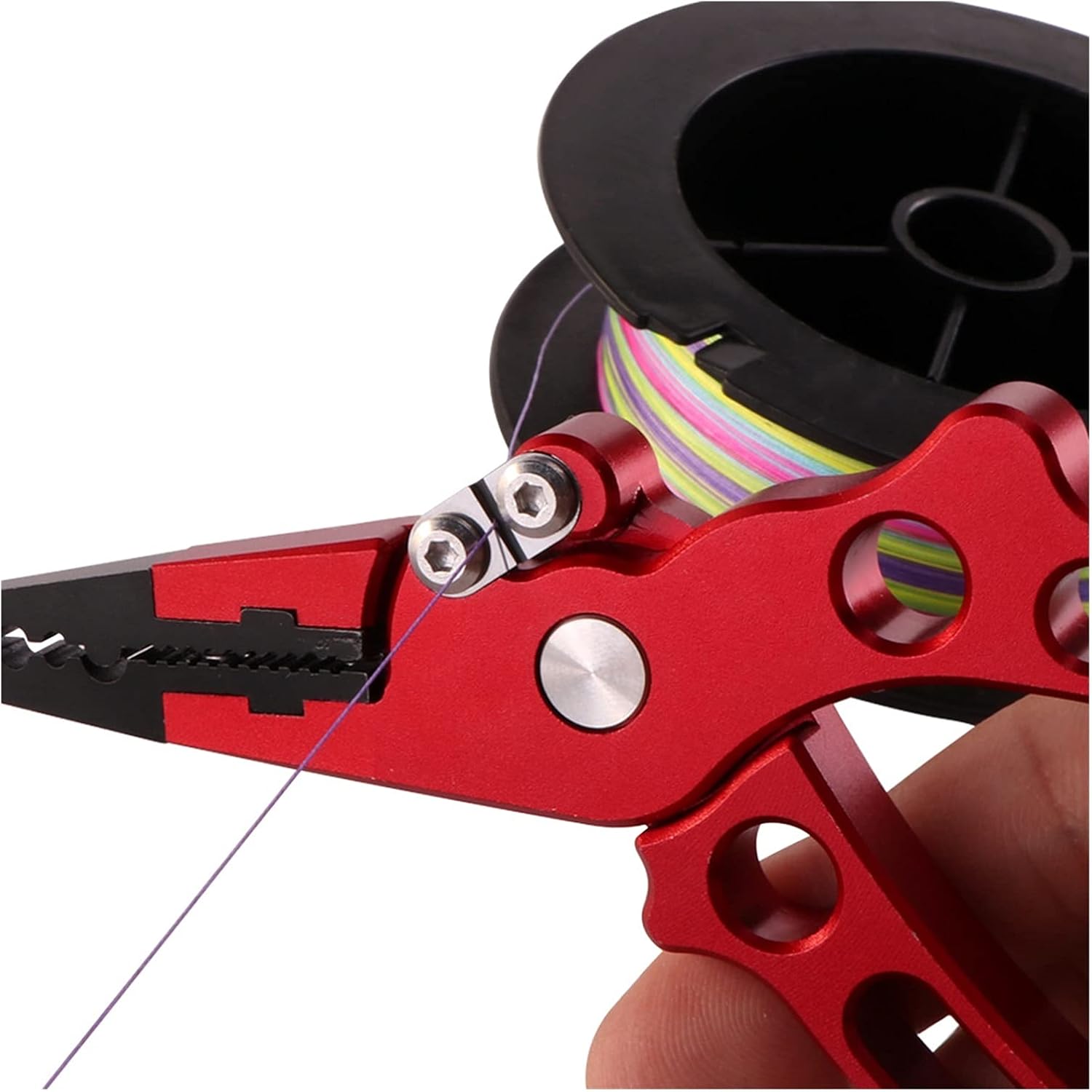 Fishing Pliers Aluminum Alloy Fishing Plier with Rope Line Cutter Hook Recovery Ring Opener Metal Press Multifunction Fishing Tackle Gear Tools Fishing Gear(Color:Black)