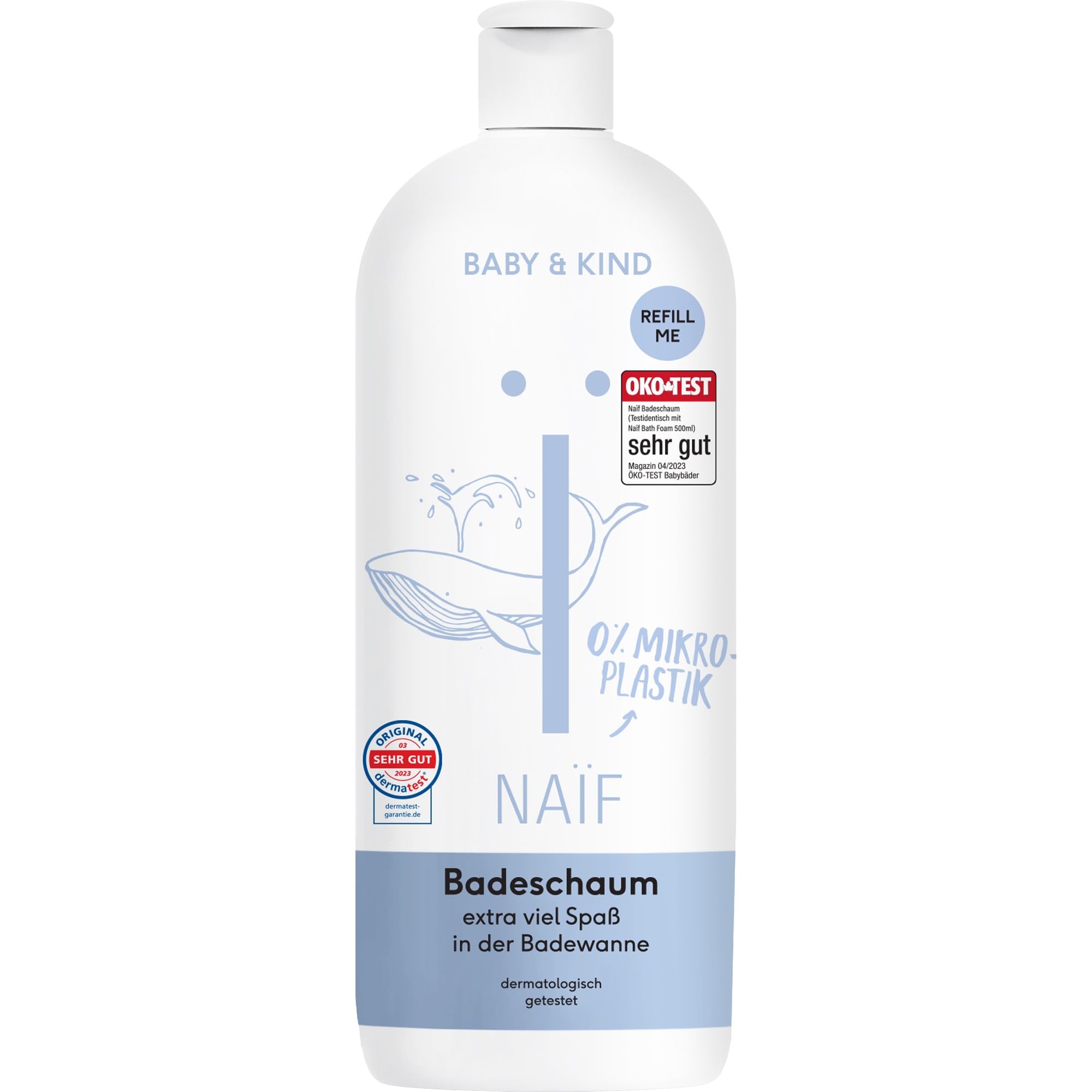 Naïf - Pflegender Badeschaum für Babys & Kinder - Mit natürlichen Inhaltsstoffen - für empfindliche Babyhaut - 0% Mikroplastik/Mineralöl - 0% SLES - Dermatologisch getestet - vegan - 350ml