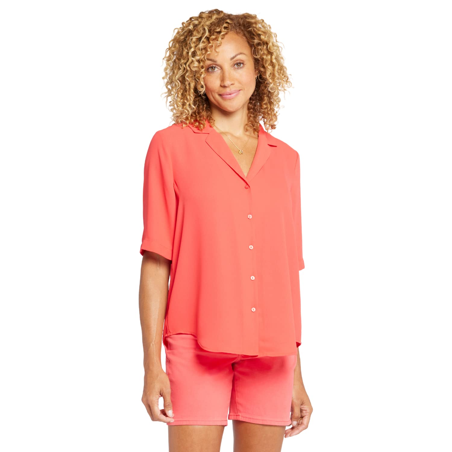 NYDJ Women's s/s Gabrielle Blouse, red Fox, X-Small at