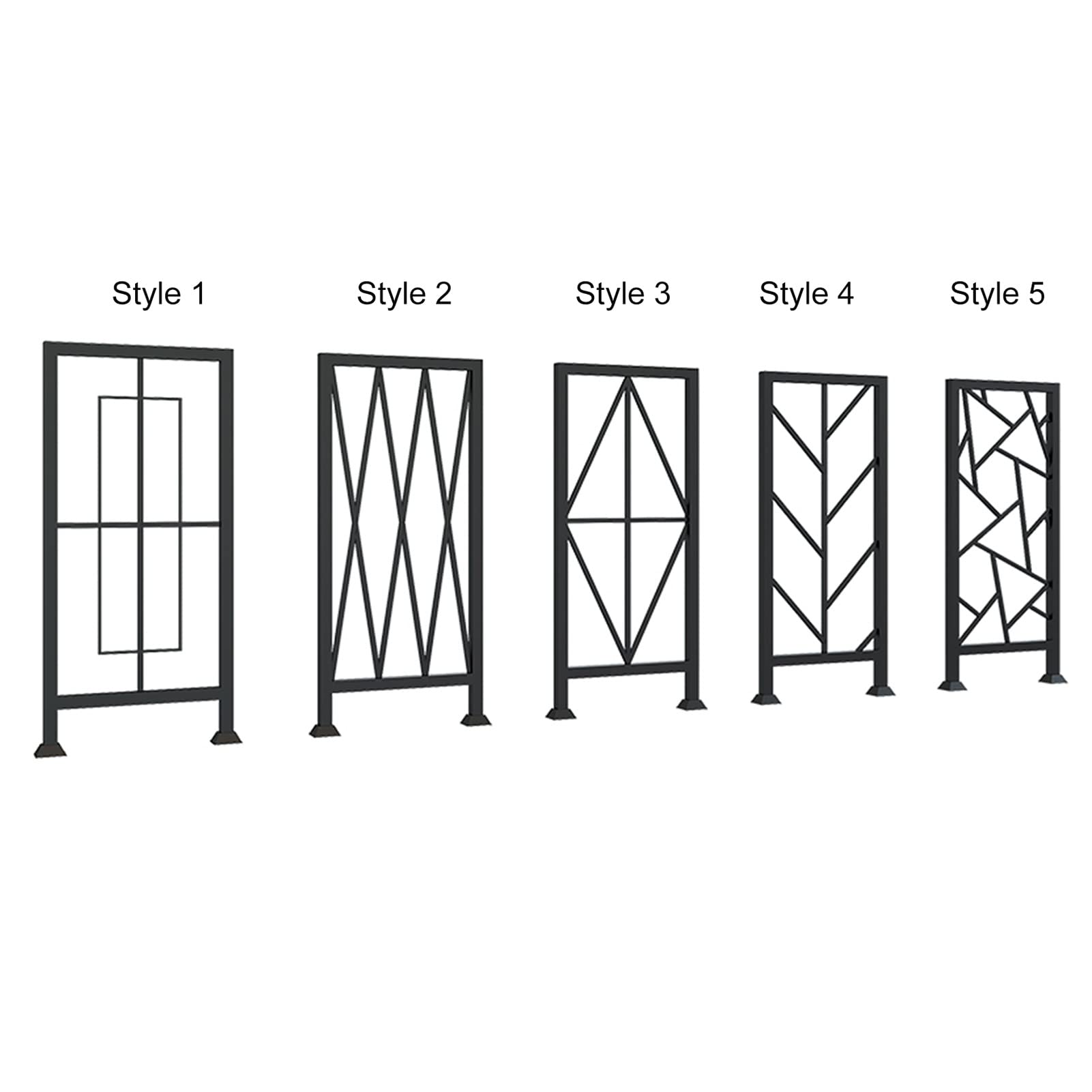 Balaustres de hierro de metal para escaleras interiores y exteriores, juego de balaustrada para decoración de ático, balcón, terraza, 5 estilos (estilo negro 5)