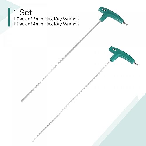 Miniatura 3 de uxcell Juego de llaves hexagonales con mango en T de brazo extra largo de 0.118 in y 0.157 in, acabado cromado