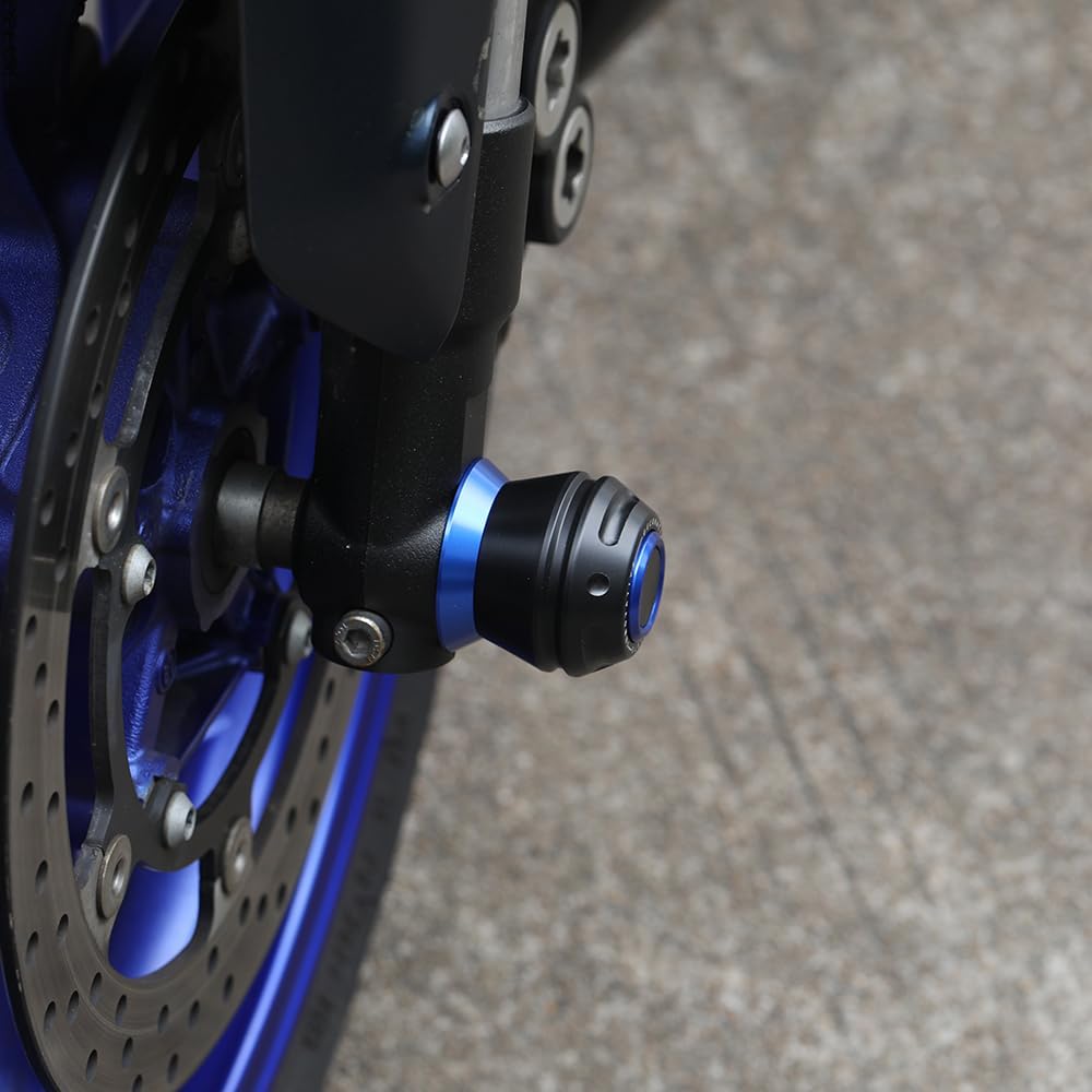 Modeer Motorcycle Front Axle Sliders For YZF R7 (2022 2023 2024 2025) Falling Protection Front Axle Fork Wheel Crash Pad yzf-r7 yzfr7 Accessories (blue)