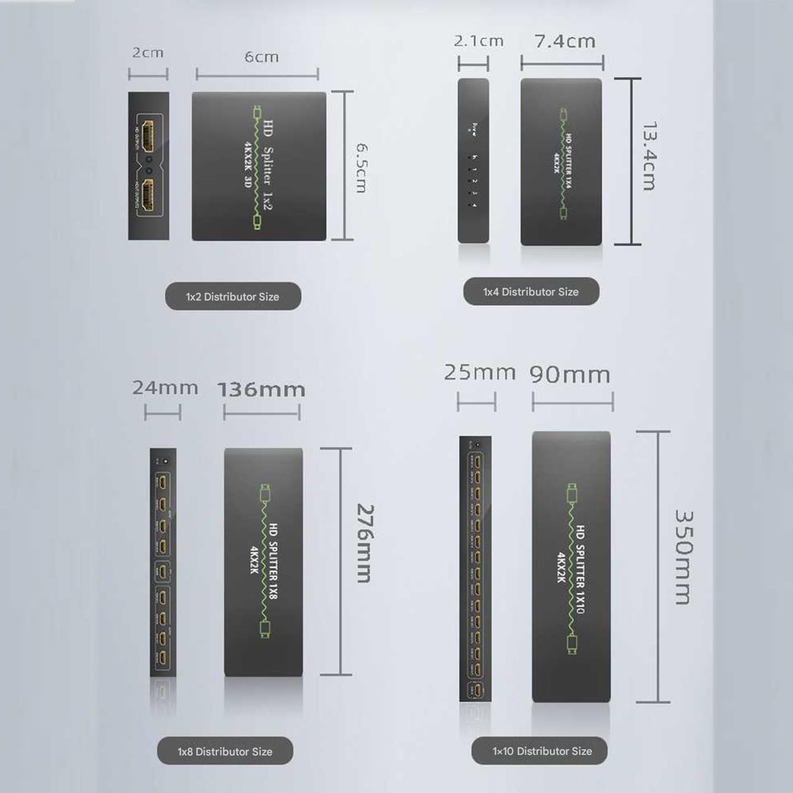 Rozdzielacz HDMI/podzielony ekran - rozdzielacz/powielacz/dystrybutor HDMI TV 2/4/8/10/16 Port, kompatybilny z 4K/5MP/1080p 3D do PS4, PS3, Fire Stick, odtwarzacz Blu-Ray i HDTV (8 portów)