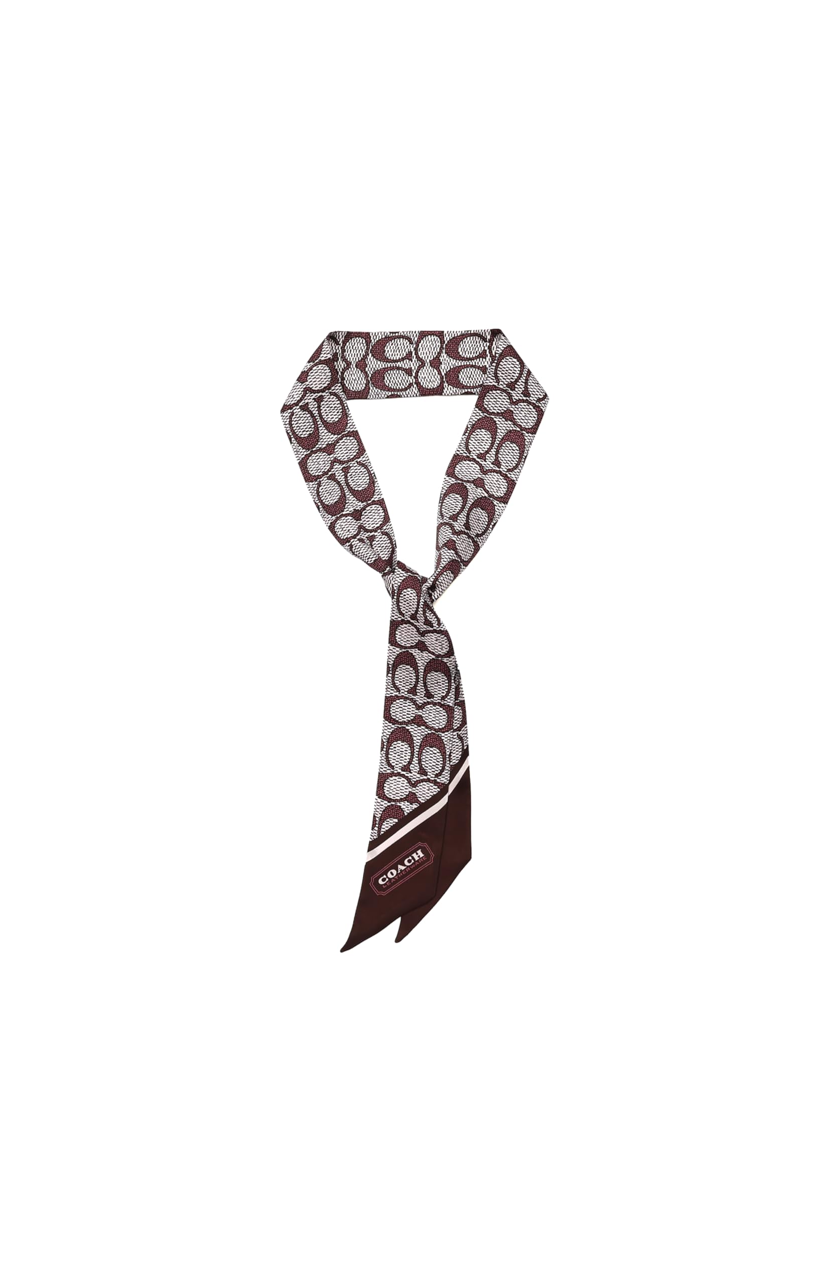 Coach Textured Signature C Printed Silk Skinny Bufanda de Seda para Mujer
