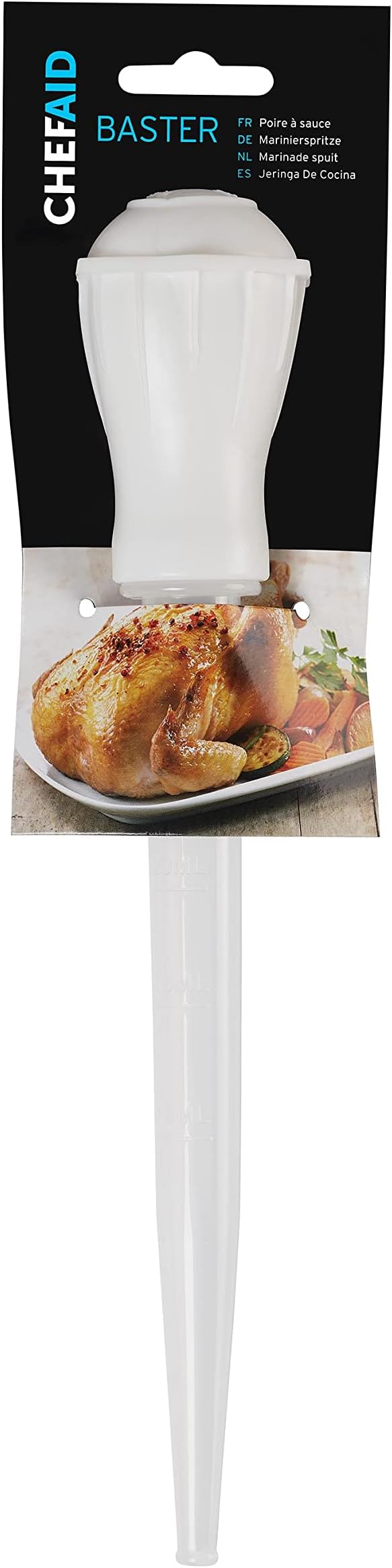 Traditional Baster, Essential Kitchen Gadget for Basting While Roasting to Keep you Roasted Meats Suculent, Made with BPA free Plastic with Measurements White