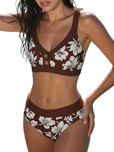 RINABE Womens Bikini Sets Tummy Control Swimsuit Retro High Waisted Bathing Suit
