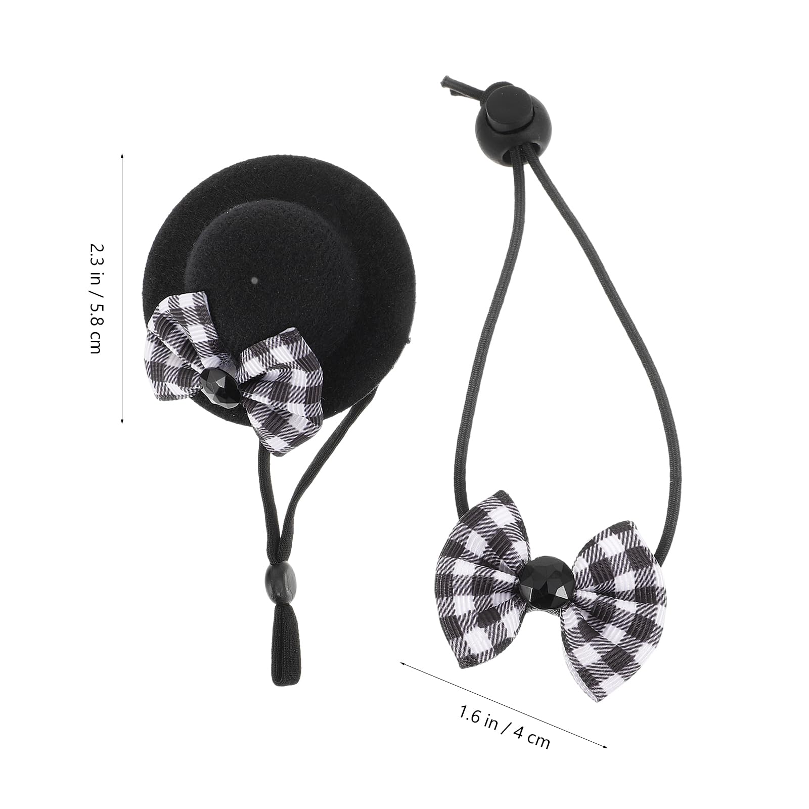 LOGOFUN Hamster Hat and Bowtie Guinea Pig Costume with Adjustable Strap for Small Animals Party Outfits Accessories - Black White Checkered Pattern