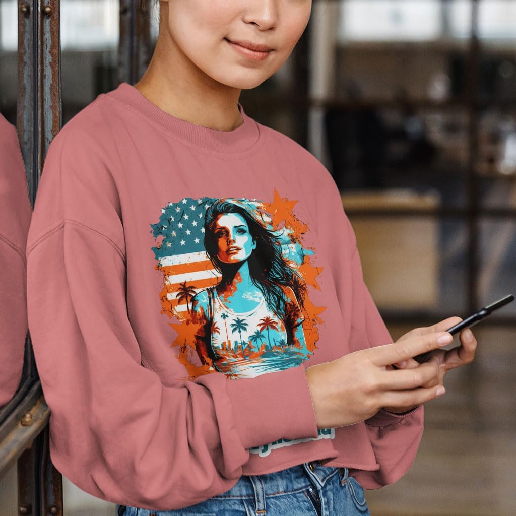 Patriotic Design Cropped Long Sleeve T-Shirt - American Themed Gifts - Great Item