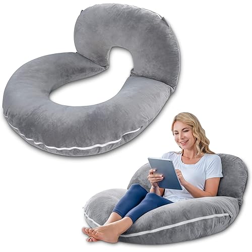 INSEN Reading Pillow for Sitting in Bed Adult, Back Pillow for Bed Sitting Up, Use for Relaxing and Gaming, Suitable for Adults & Kids, Grey