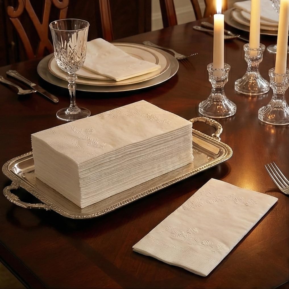 Servilletas blancas de primera calidad, servilletas de cena plegables de 1/8, paquete económico de 200 unidades