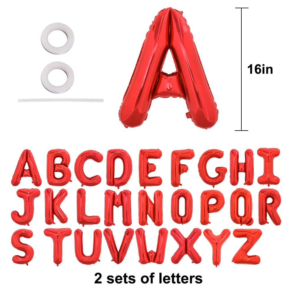 TONIFUL 52 szt., 40 cm, czerwone balony z literą A-Z, niestandardowe wyrażenie mylar, folia, alfabet, litera stwórz własny baner wielokrotnego użytku, na urodziny, rocznicę, uroczystość, ukończenie