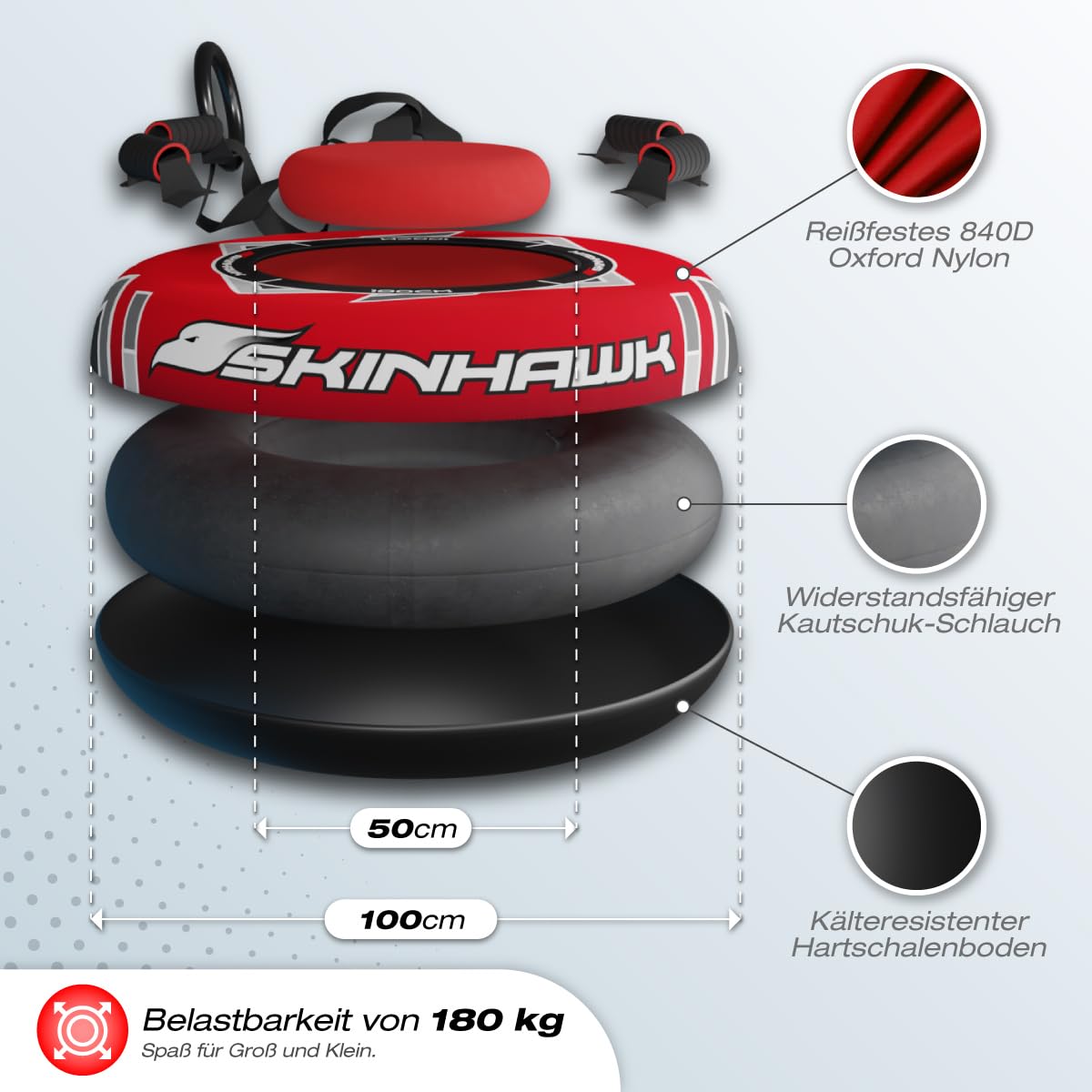 SKINHAWK Neumáticos de nieve profesionales (diámetro de 100 cm), color rojo