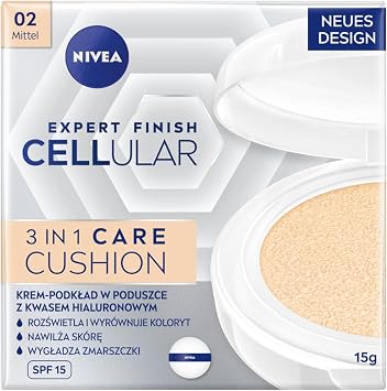 NIVEA Cellular Expert Finish Cushion Renkli Y z Bak m Kremi 15ml, SPF15 G ne  Koruyucu, Orta Ton, Nemlendirici, Do al Renk,Hyaluron,Kolajen
