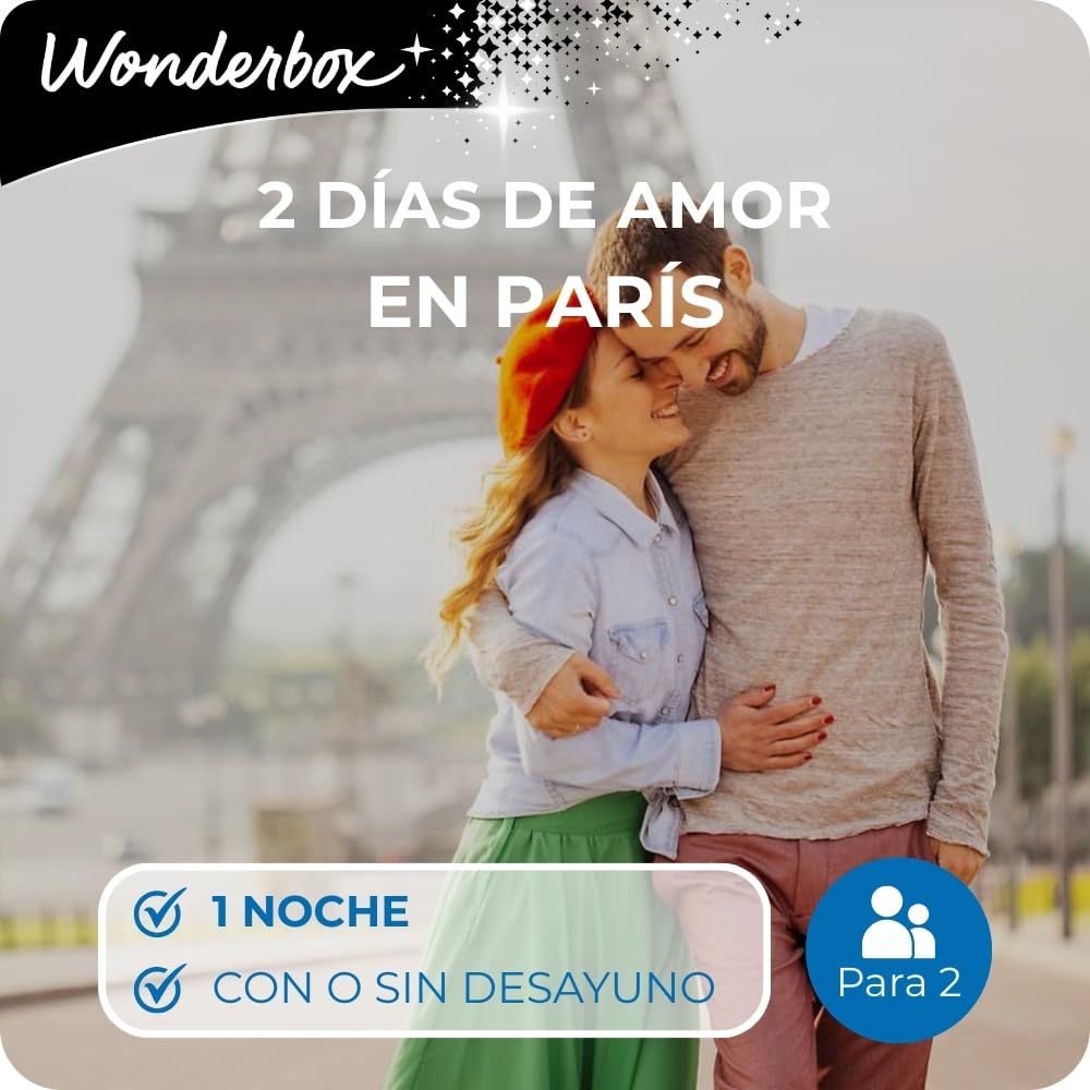 WONDERBOX - Caja Regalo - 2 Días de Amor en París - para 2 Personas | 1 noche con o sin desayuno - Una gran selección de hoteles - Hoteles románticos hasta 4* en la ciudad del amor
