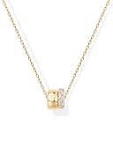14K Gold Plated Pendant Necklace for Women | Two Distinct Rondelle Pendants with Cubic Zirconia | Sliding Chain Pendant | Trendy Fashion Jewelry