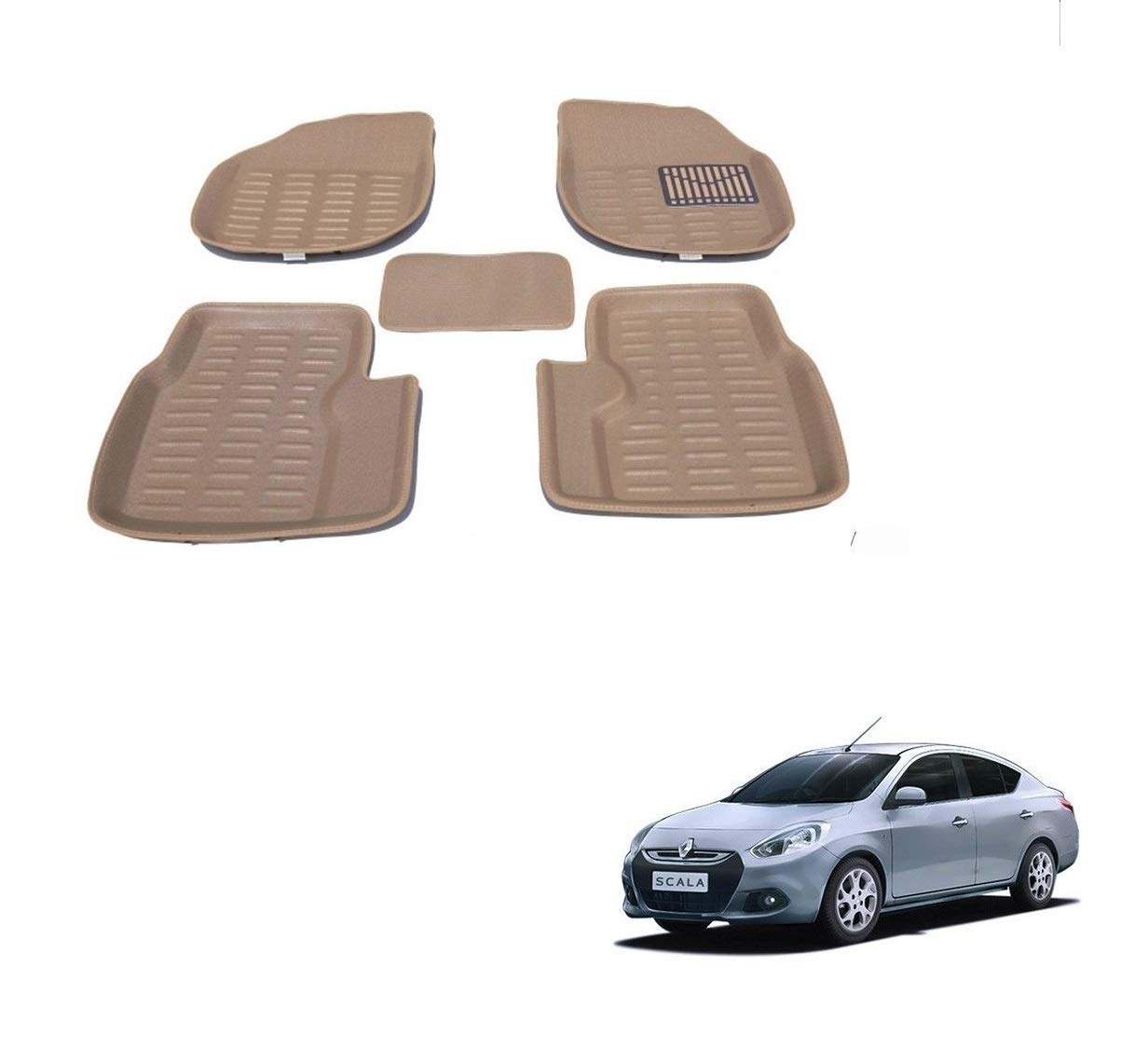 KOZDIKO Car 3D Mats Foot mat Beige Color for Renault Scala