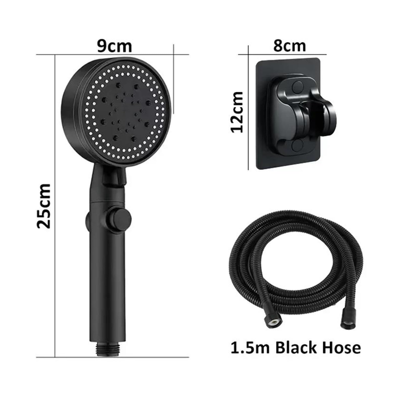 Soffione doccia regolabile a 5 modalità, soffione doccia ad alta pressione a risparmio idrico, soffione doccia portatile, appendibile(Sliver)