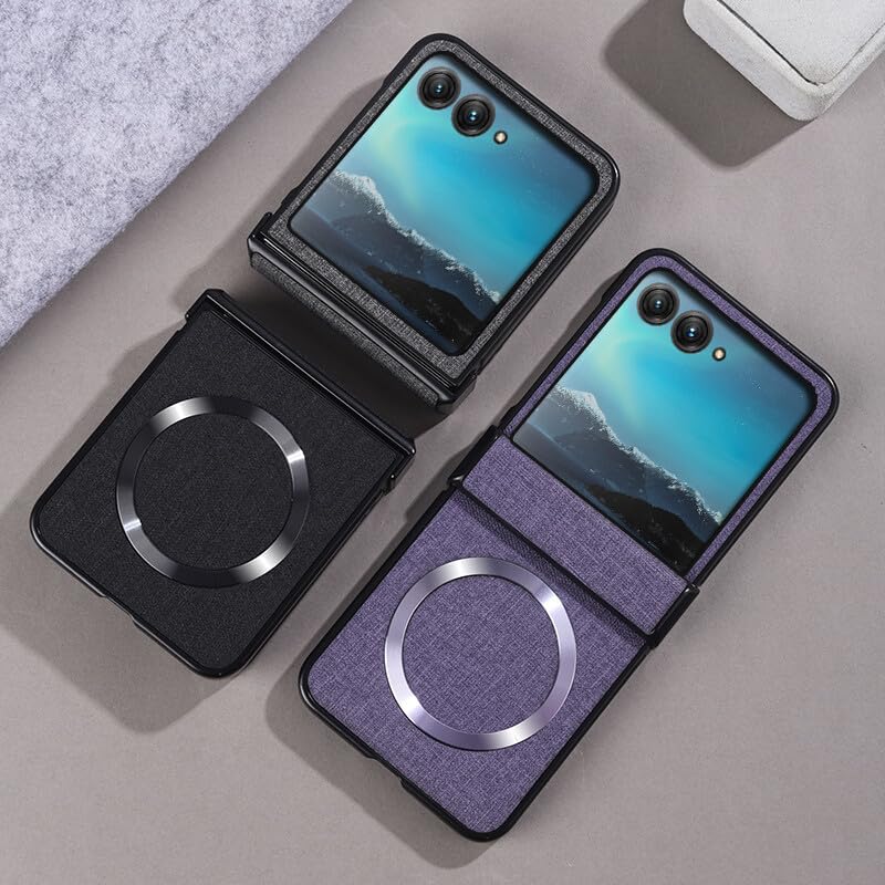 Coque rigide Motorola Razr 2025 verte finition toile premium avec écran préservé