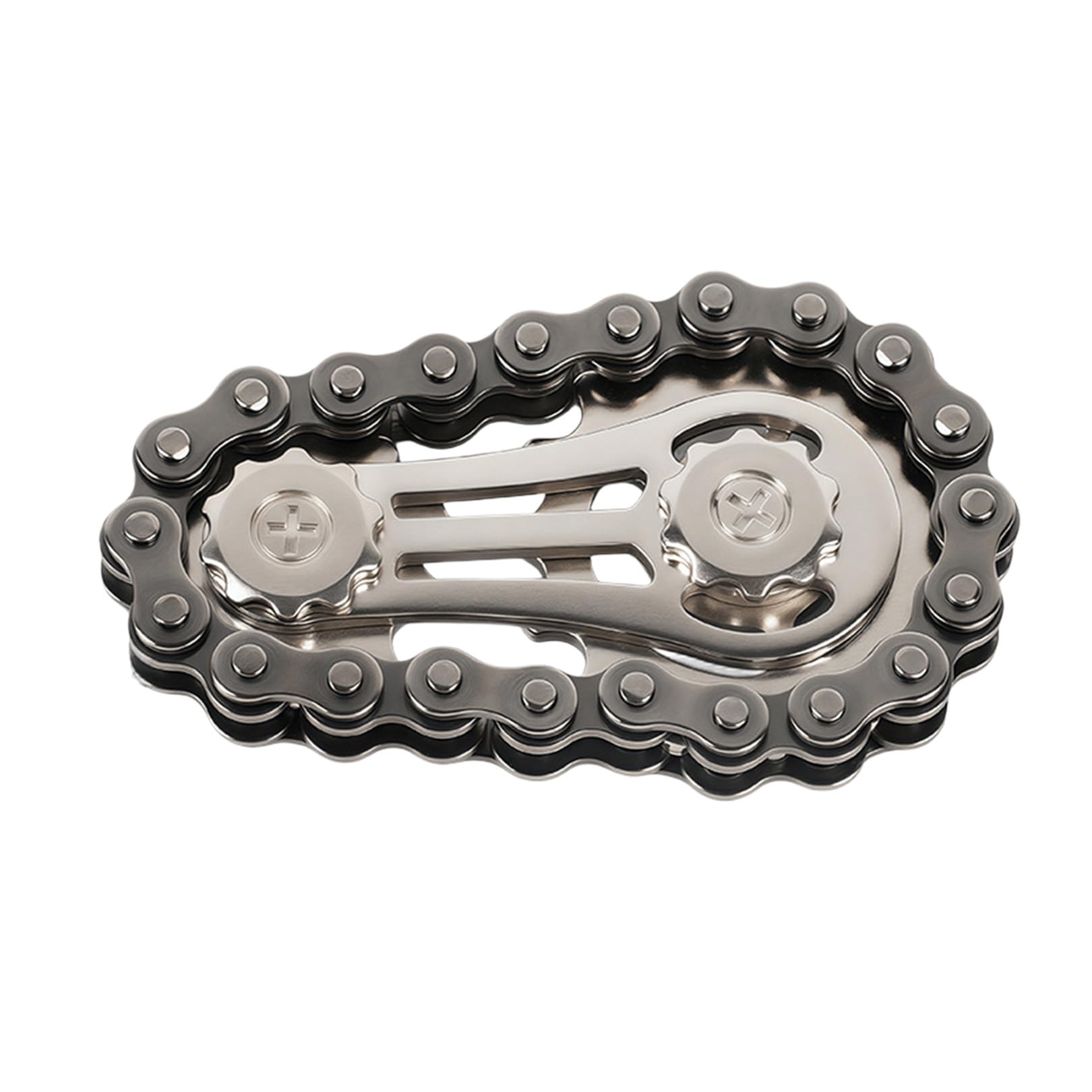 Bike Chain Fidget Toy,Fidget Chain Sensory Toys,Metal Sprocket Chains,Assemble Fidgets Spinner Ring Toys,Adult Fidgets Gadgets,Durable Mechanics,Sliver Black Gears Hand Rotating for Relieve Stress