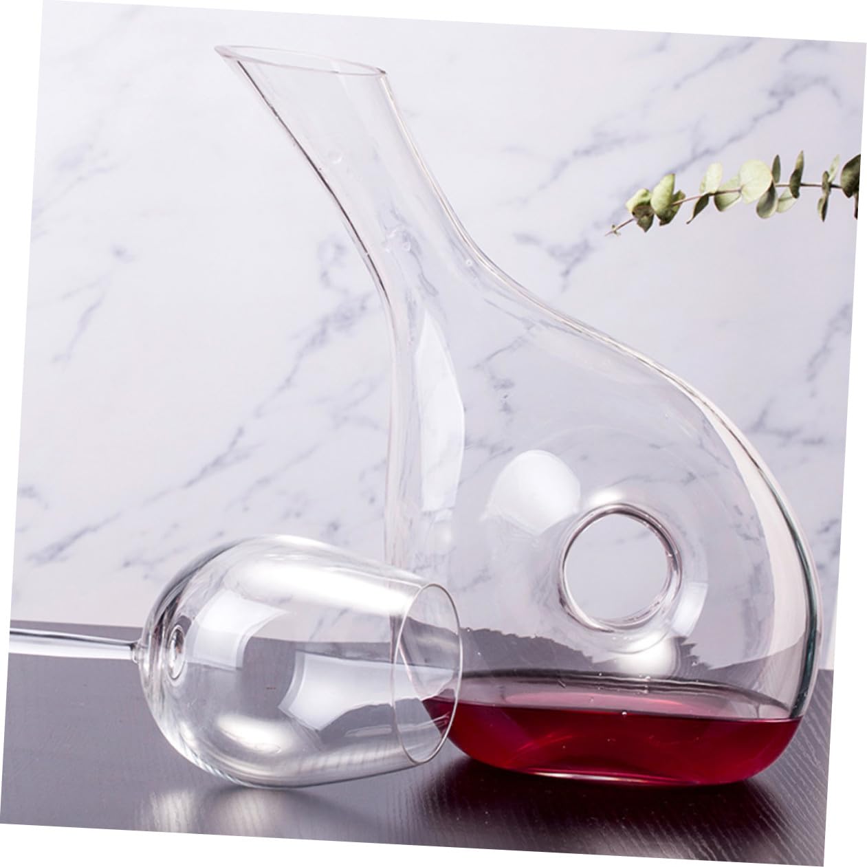 OUNONA Aérateur à Vin Créatif en Verre Cristal Verseur Plat pour Améliorer le Bouquet Saveur du Vin à Domicile Élégant et Fonctionnel