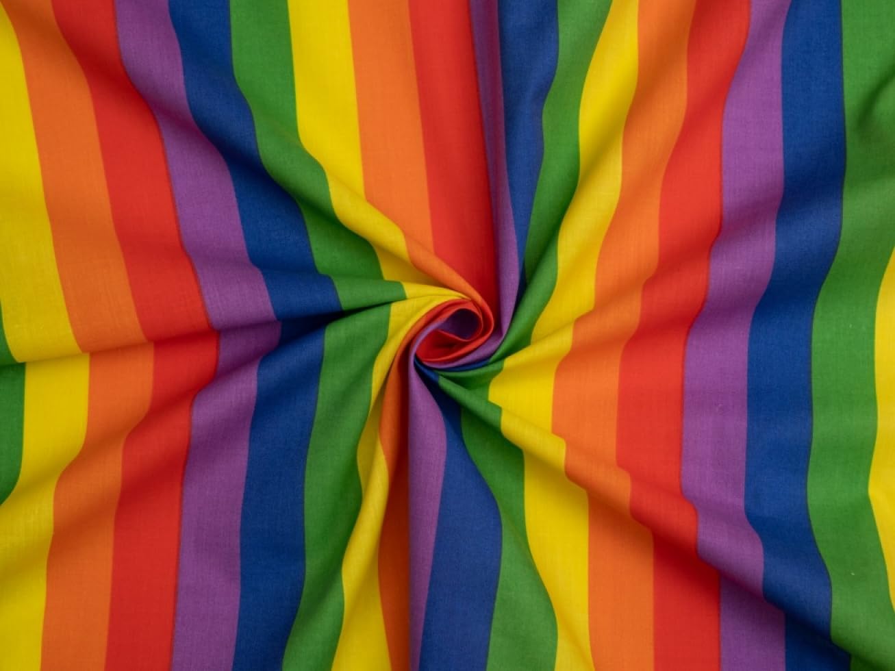 Minerva Printed Polycotton Fabric 27mm Rainbow Stripes - Sold Per Metre