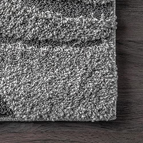 Image of Transitional Flames Shaggy Rectangular Carpet For Living Room,Bedroom,High Low Design Finish Microfiber 1.8 Inch Pile High,4X6 Feet Grey|Grey Color