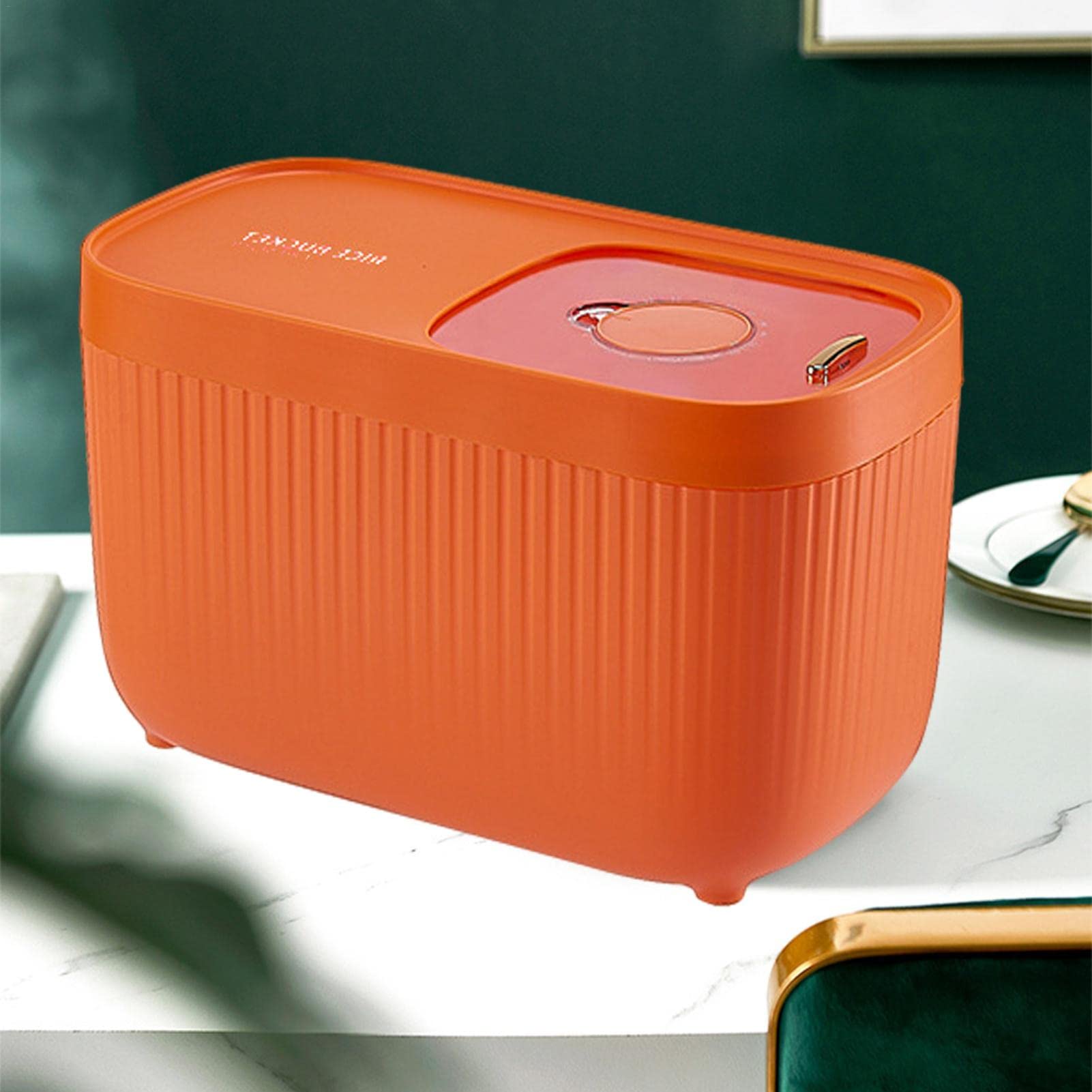 Contenedor de arroz dispensador de cereales, contenedor de alimentación de 15 kg, contenedor de alimentos secos, cubo de arroz sellado, apto para almacenar alimentos para gatos, comida