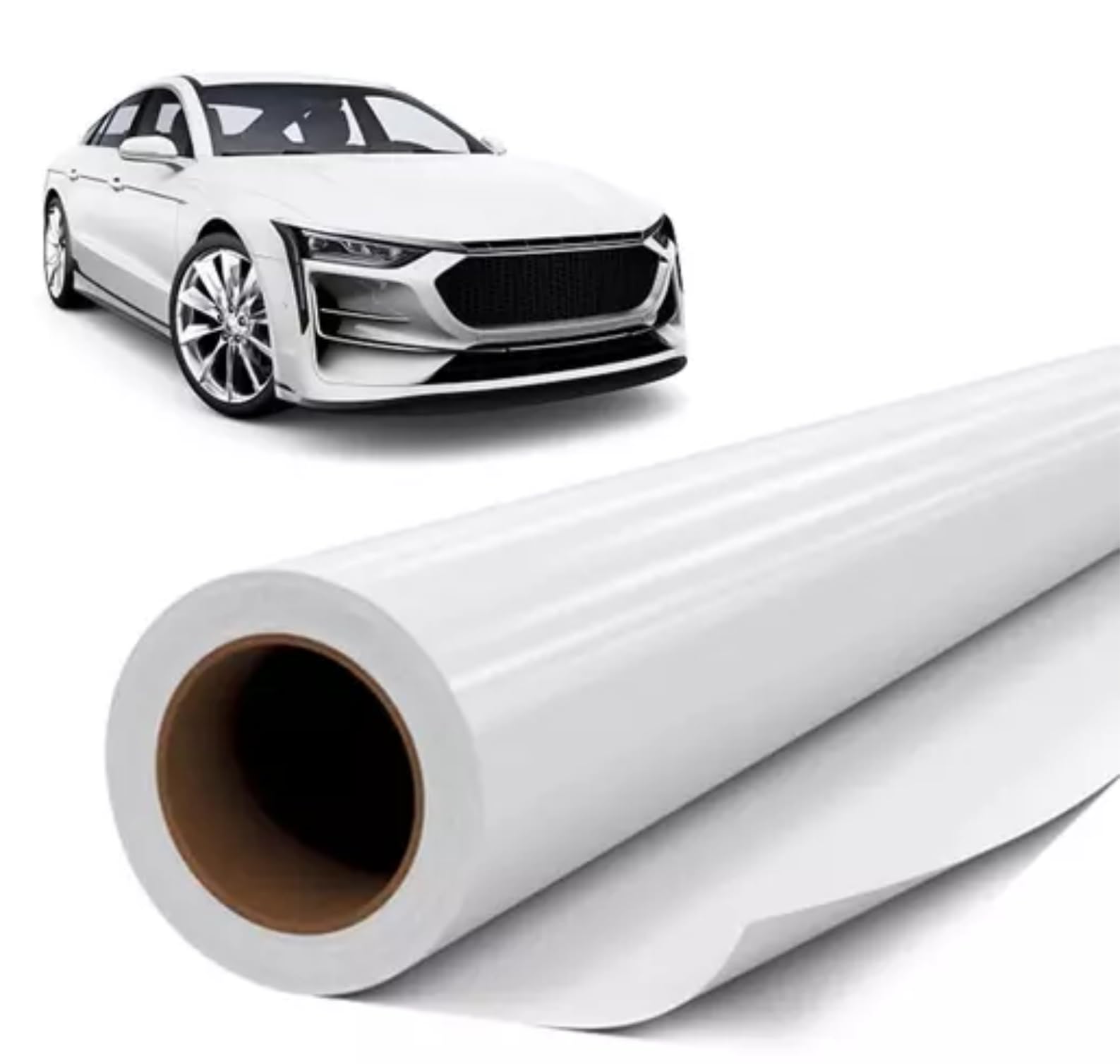 COSMOS STAR™ White Glossy Car Wrap Vinyl Self Adhesive Car Wrap Roll with Air Release Technology Wrapping Sheet for Car and Motorbikes. (12 x 60 inch, White)