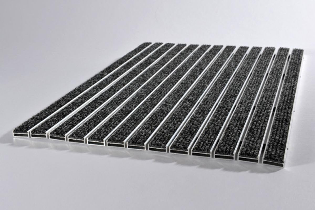 Tapis d'entrée encastrable 10mm + Cadre alu 13mm - 90x60cm Anthracite - Paillasson à encastrer