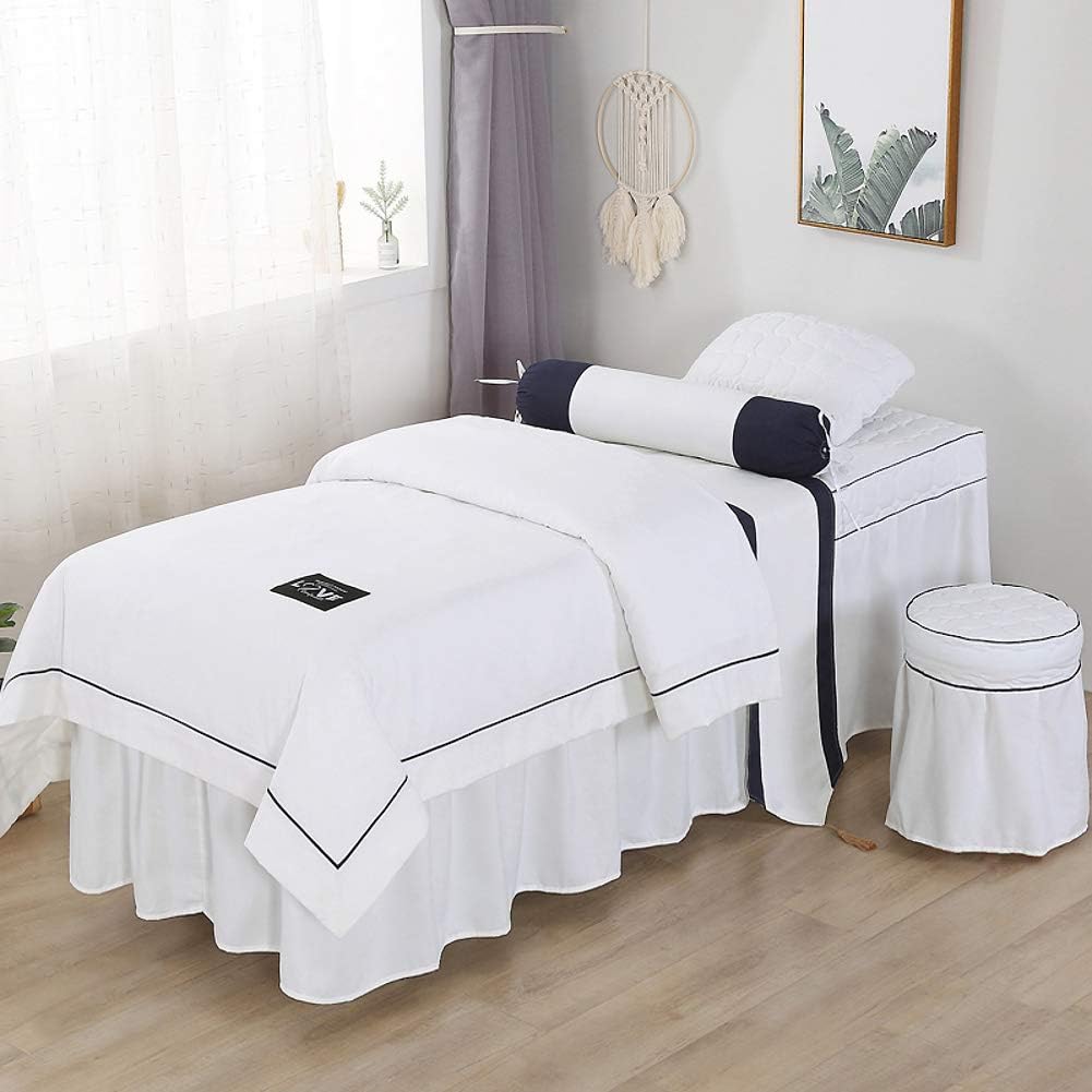 Solid Color Beauty Massage Linens, Cotton Soft Massage Table Sheet Sets Bedspread with Face Rest Hole Breathable Bed Cover-White 80x190cm(31x75inch) : Beauty & Personal Care