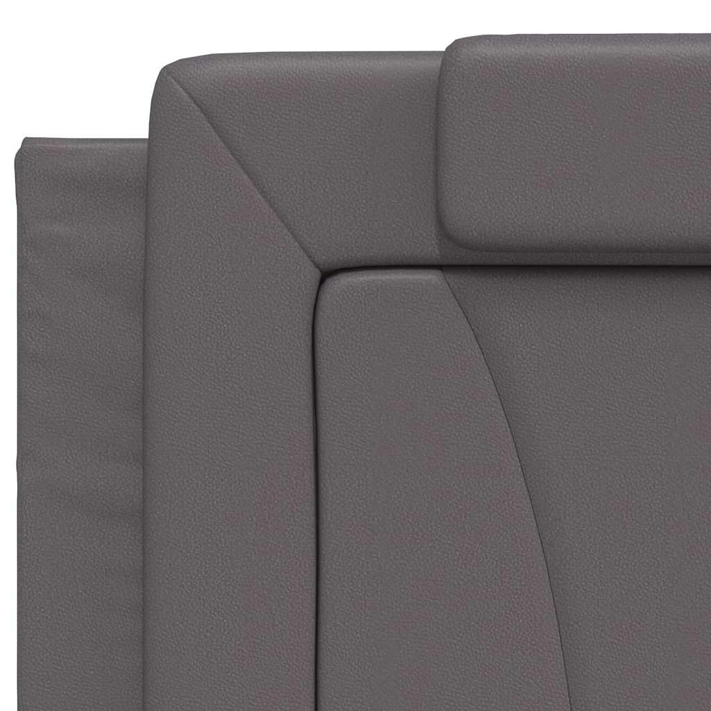 vidaXL Cabecero de Cama Acolchado Viana, Cabezal Tapizado de Cojín Almohada, Cabecera Colgante, Mueble para Dormitorio, Cuero Sintético Gris 200 cm