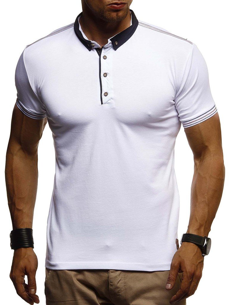 Leif Nelson Men’s Summer Polo Shirt with Collar - Slim-Fit, Cotton Blend, Basic Polo Shirt - Short-Sleeved Shirts in Various Colours - LN1310