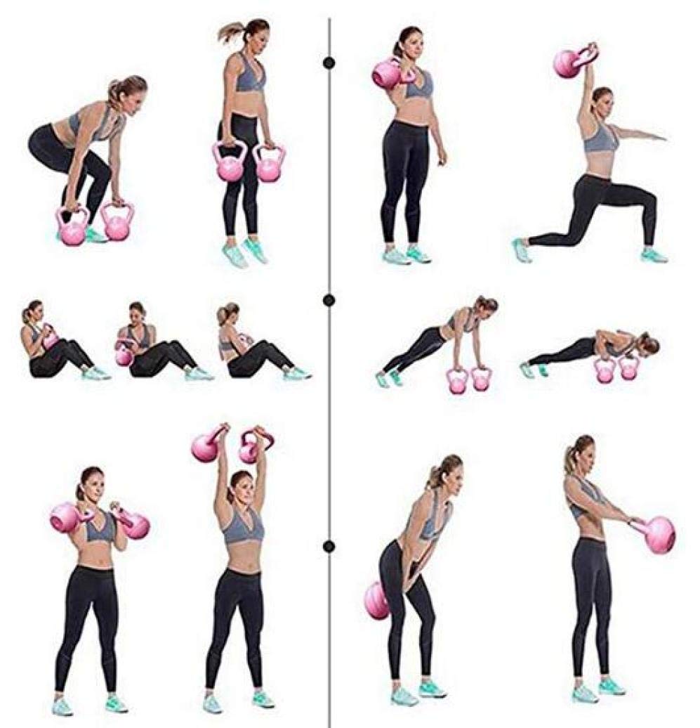 Winylowy Kettlebell do fitnessu, żeliwny Kettlebell do treningu siłowego odpowiedni dla początkujących i zaawansowanych/siłownia domowa, żółty-16 kg_A