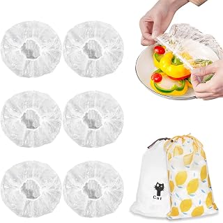 DIQIUREN 200 Pack Reusable Elastic Plastic Bowl Covers - Stretchable Food Storage Lids for Bowls, Plates, Picnics & Leftovers