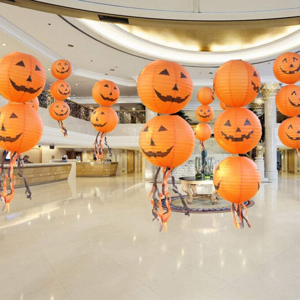 Latarnia na Halloween 5 sztuk Halloween Pumpkin Lantern Jack O Z Pomponem Papieru Dynia Wisząca Latarnia Światło Na Imprezę Dekoracja na Halloween
