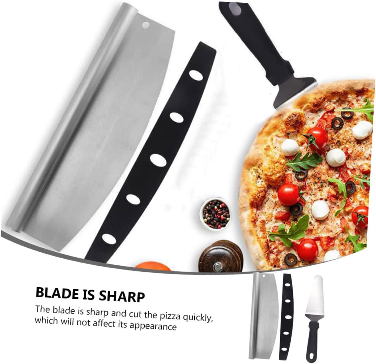 PRETYZOOM Heavy Duty Pizza Board Rocking Cutter Multi-function Portable Slicer Stainless Steel Pizza Slicer for Making Transferring