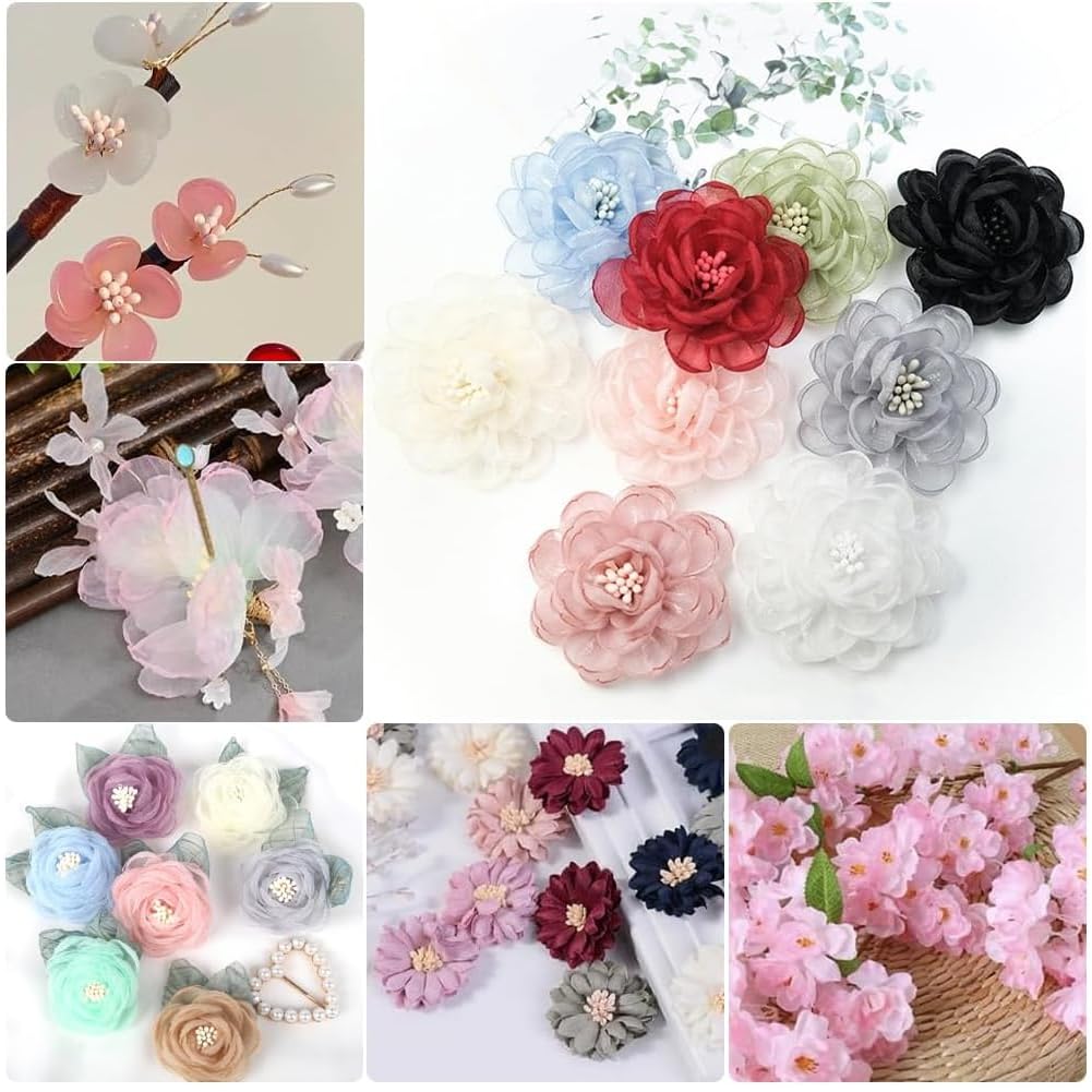 GORGECRAFT 1600pz Stame di Fiori Perla Doppia Testa Stami Floreali Fatti A Mano Pistillo Fiori Artificiali Perlato Cachi Scuro Pollini Floreali per La Creazione di Biglietti di Fiori Scrapbook