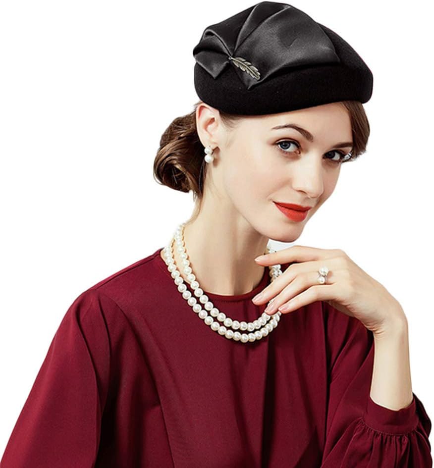 F FADVES Ladies Wedding Party 100% Wool Pillbox Hat Elegant Winter Church Vintage Hats