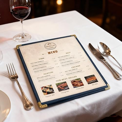 Miniatura 247 de Goodsmart - Fundas para menú de restaurante, paquete de 25 unidades, color negro, 2 vistas, soportes para menú de carga superior, cubiertas