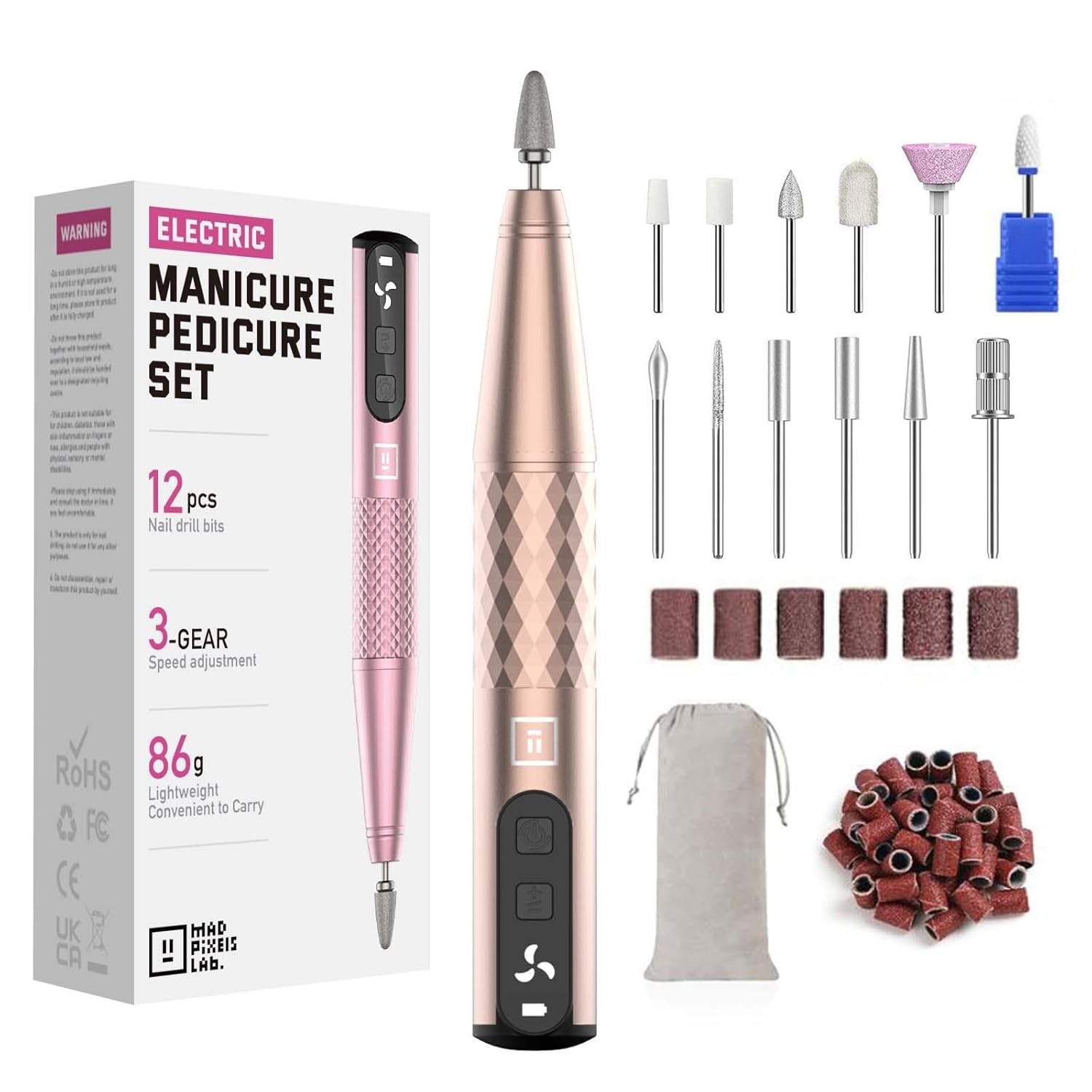 Mfish Professional Nail Drill Kit, Electric Nail File for Acrylic/Gel Nails,12 Bits, Adjustable Speeds, Portable Cordless Electric Nail Tools for Home & Salon Use Mfish Professional Nail Drill Kit, Electric Nail File for Acrylic/Gel Nails,12 Bits, Adjustable Speeds, Portable Cordless Electric Nail Tools for Home & Salon Use