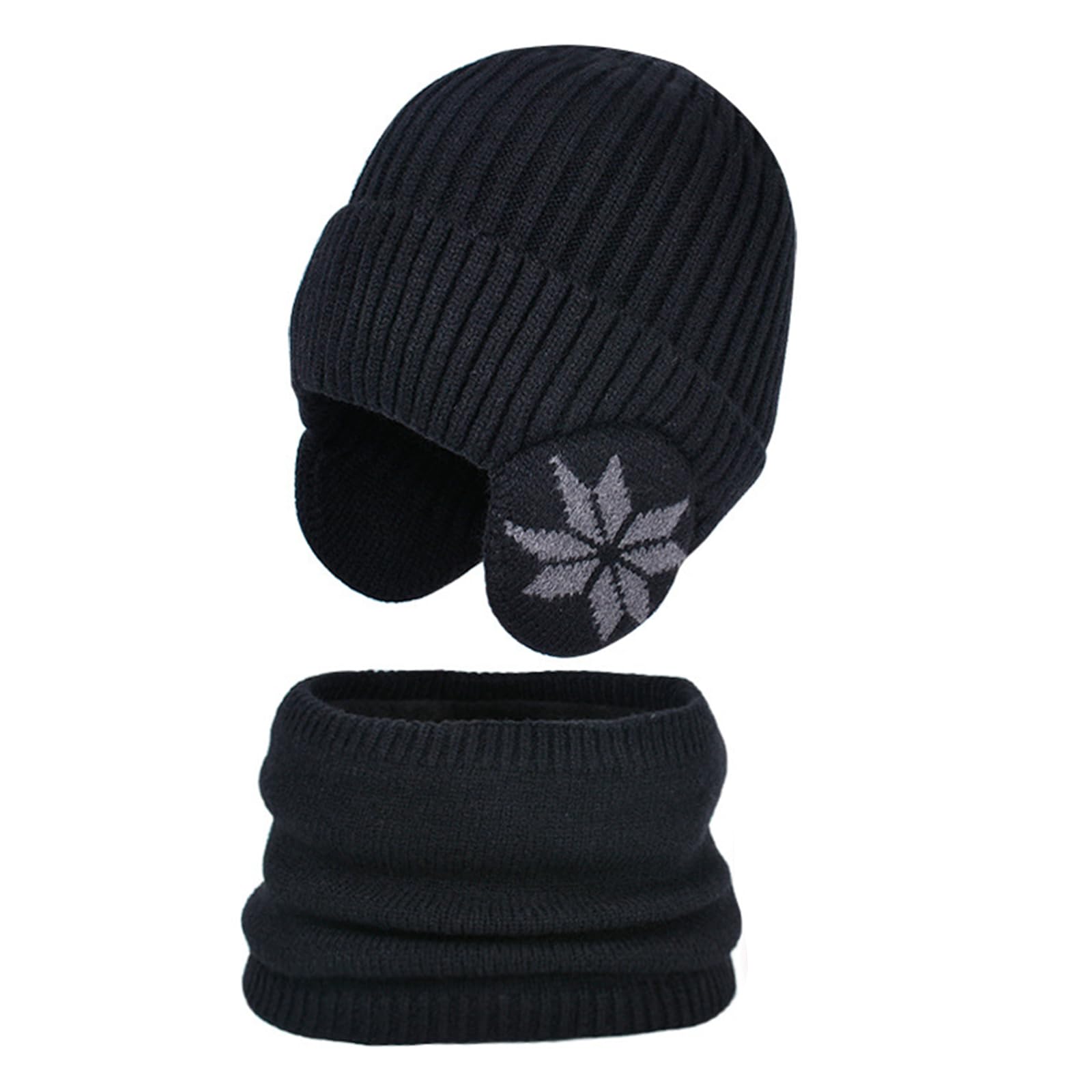 SANGXIU 2PCS Children Inner Plush Trapper Hat with Neck Warmer Set Winter Kids Outdoor Cycling Climbing Hat Warm Trapper Hat Brown