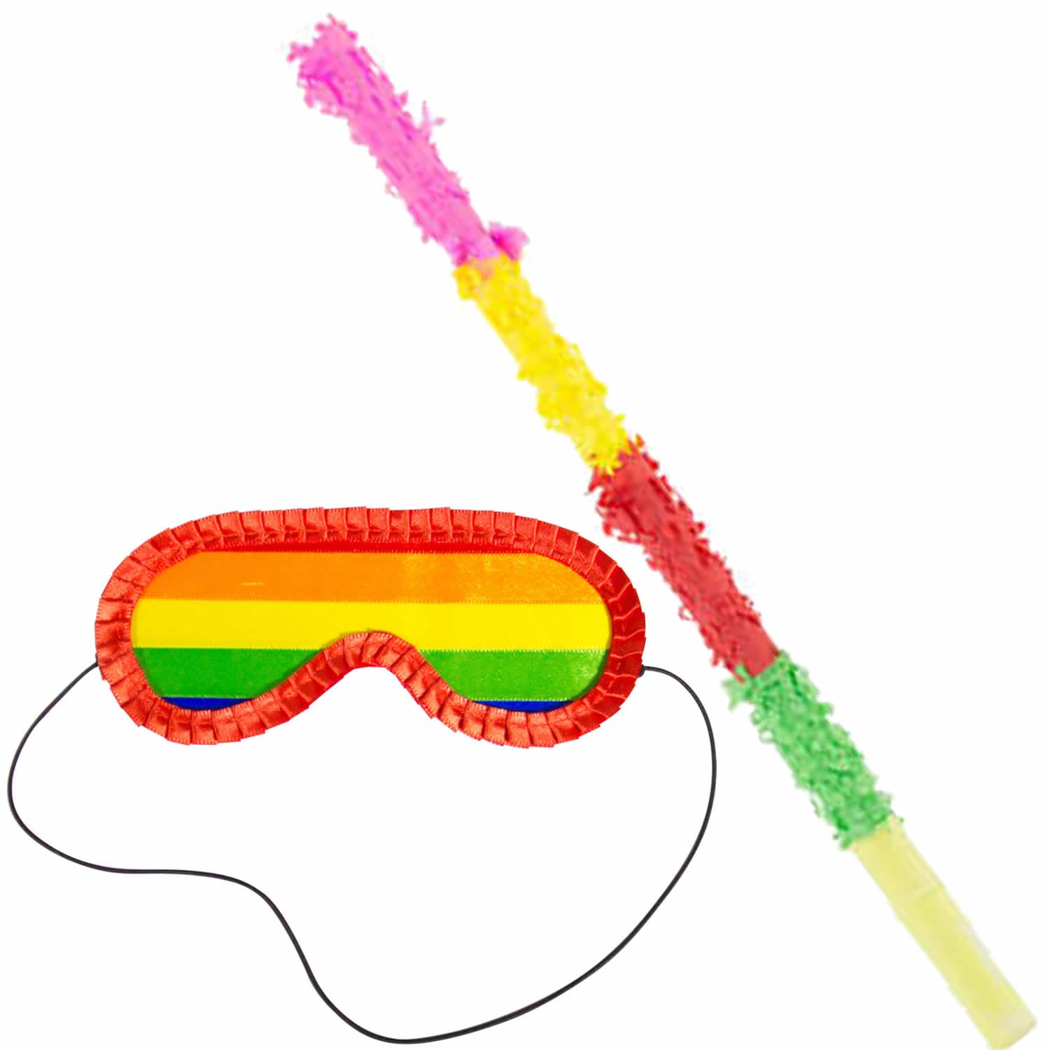 Pinata - Ninja, bâton de frappe et masque - Comme jeu et décoration pour anniversaire d'enfant et fête à thème - Dimensions : 45 x 34 x 10 cm - Compatible avec anniversaire Ninjago - Fête pour enfants