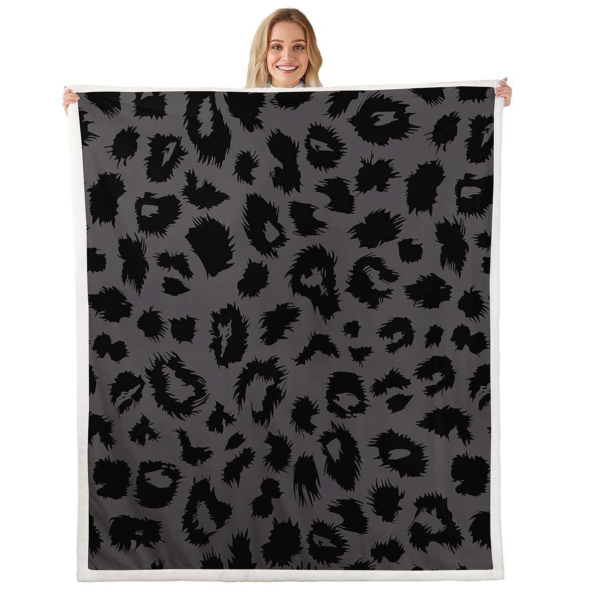 Couverture polaire peau d'animal 130x150cm jeté de lit enfant motif safari