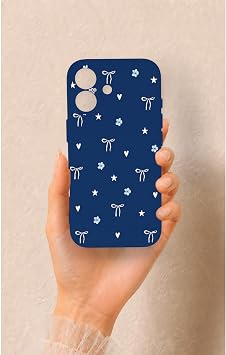 iPhone 17 Uyumlu Mini Fiyonk Desenli Silikon K l f, Lacivert