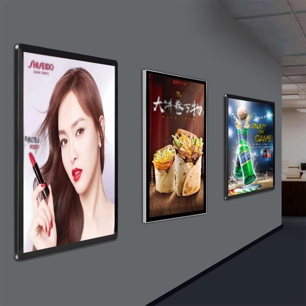 Bilderrahmen Menütafel LED Tafel Werbetafel Wand-montiert Restaurant Werbung beleuchtet Lichtrahmen(B-white,60x80cm)