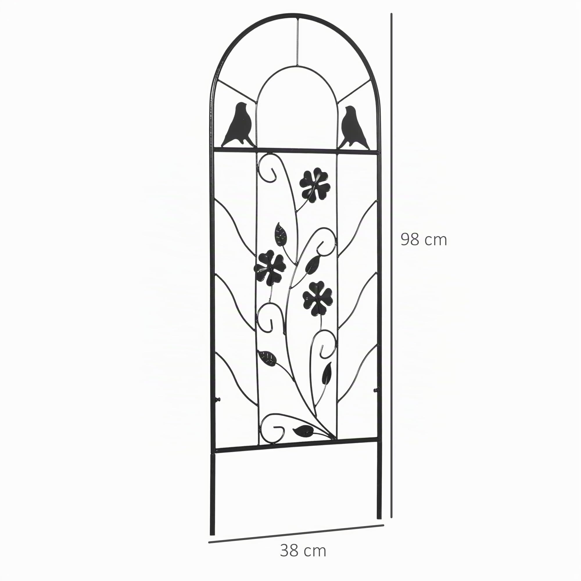 Outsunny Enrejados de Jardín para Plantas Trepadoras 38x98 cm Negro | Juego de 2 Soportes con Marco Metálico, para Frutas Verduras Flores, Decoración Exterior Patio Terraza