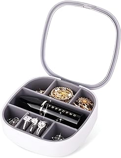 Accessories Organizer - Compact Jewelry Box with Mirror, Portable Cosmetic Storage for Earrings, Rings, Necklaces and More, Ideal Gift for Women, Multiple Colors, Travel Design Multicolor