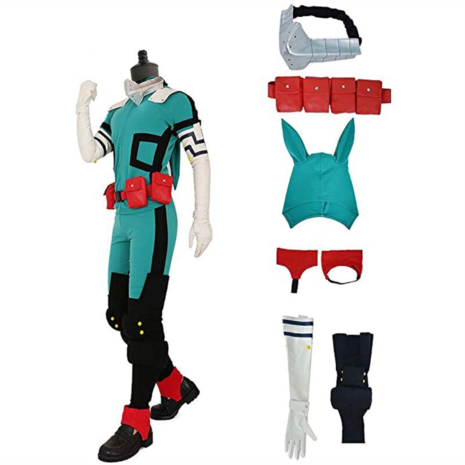 CENZY Anime My Hero Academia Cosplay Midoriya Izuku Deku Batalla Cosplay Disfraz Unisex Conjunto de Disfraz de Halloween Peluca Cabello (Color: Disfraz, Tamaño: L)