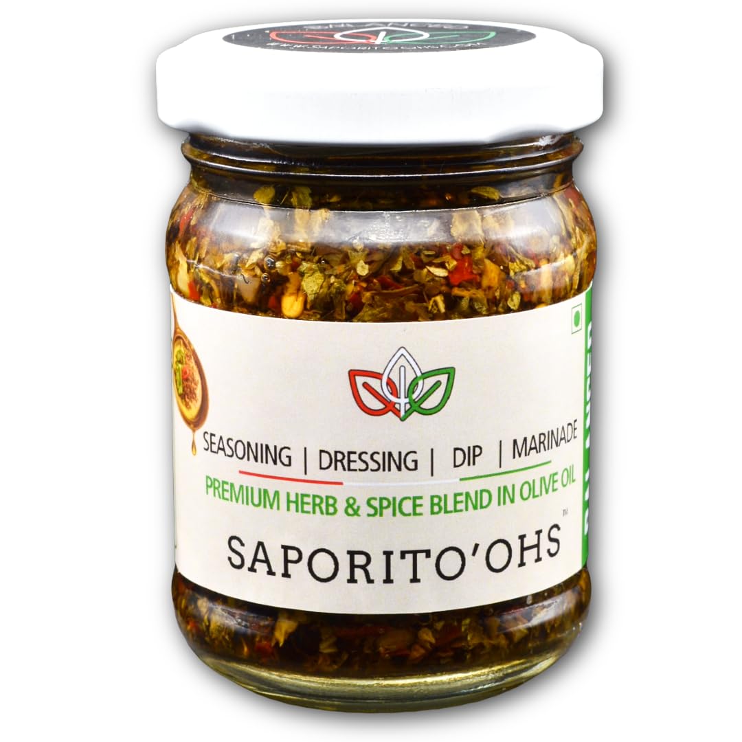 SAPO̲RITO̲'O̲HS BALANCED taste I Use as Dressing Dip Sauce Marinade Seasoning and More | No Preservatives No Artificial Colors and No bad oils | Premium Herb & Spice Blend in Olive Oil I 100g