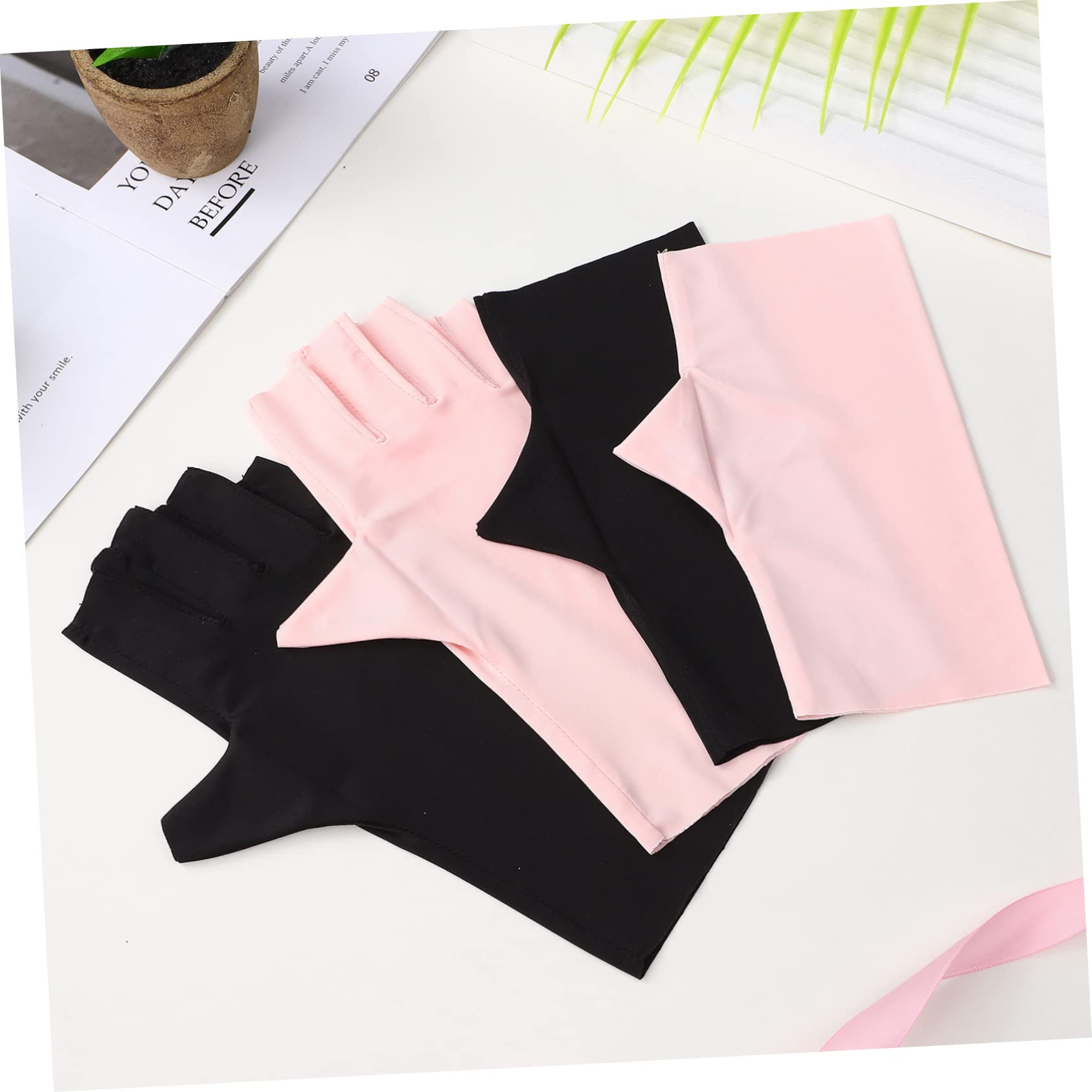 Healvian 12pares Guantes Uv Para Manicura De Gel De Guantes Sin Dedos Diseño Transpirable y Elástico Protección Uv Para Mujeres y Niñas